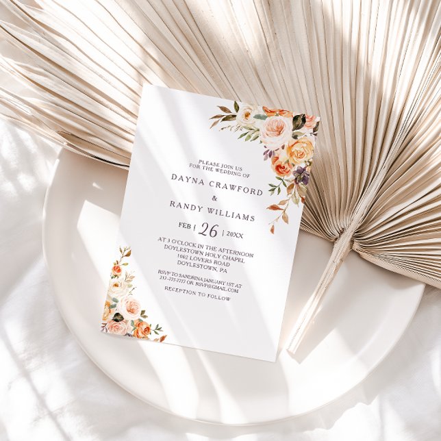 Elegant för illustrerad Blommigt Bröllop Inbjudningar (Skapare uppladdad)