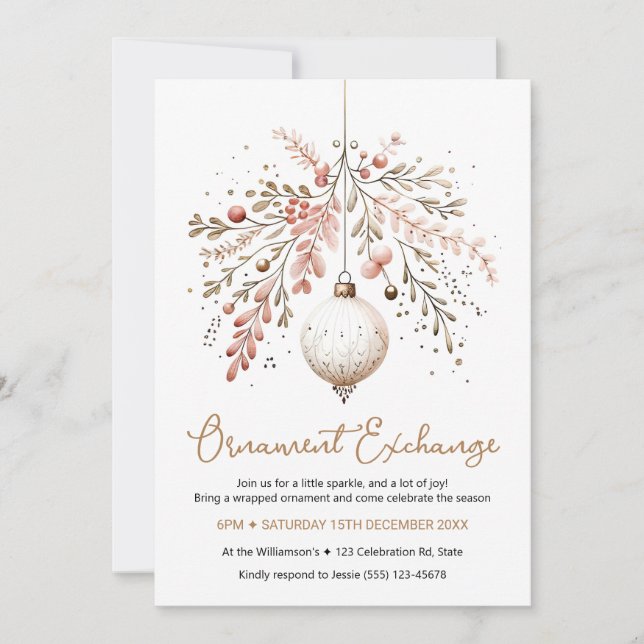 Elegant för inbjudan till Ornament Exchange (Framsida)