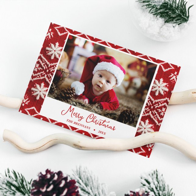 Elegant för julfamiljsfoto helg vykort (Christmas Family Photo Elegant Holiday Postcard)