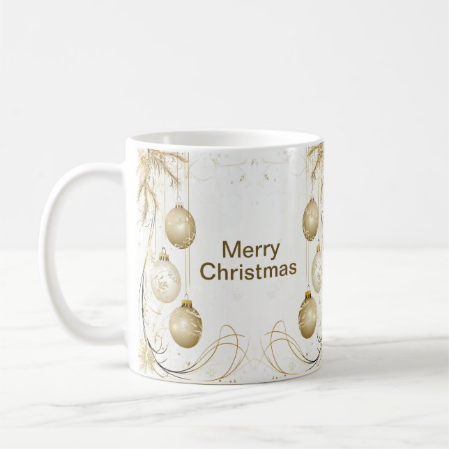 Elegant för Julfest av Golden Ornament-julen Kaffemugg (Vänster)