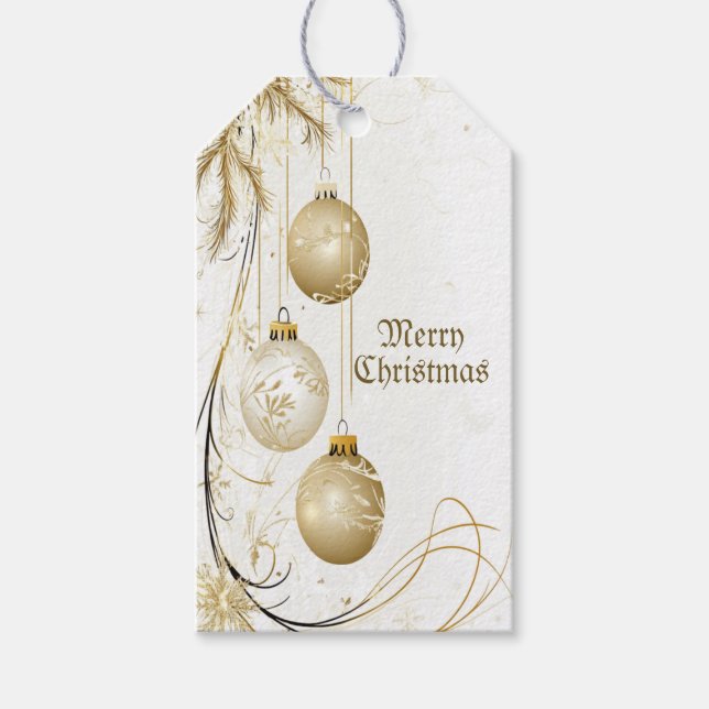 Elegant för Julfest av Golden Ornament-julen Presentetikett (Framsidan)