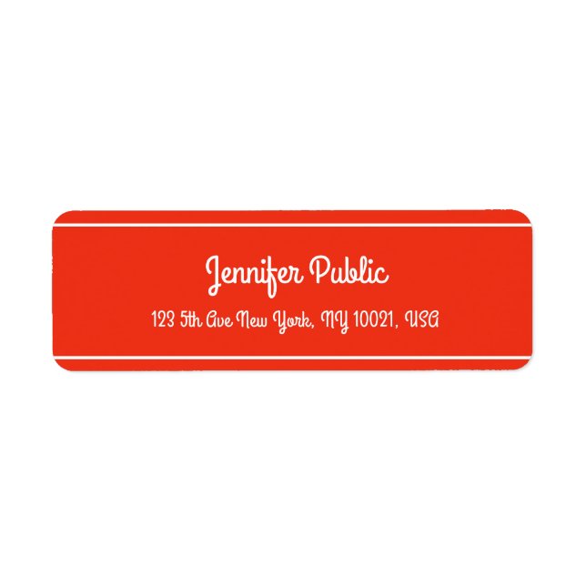 Elegant för Julrött handskript, gul gul gul gud Returadress Etikett (Framsidan)