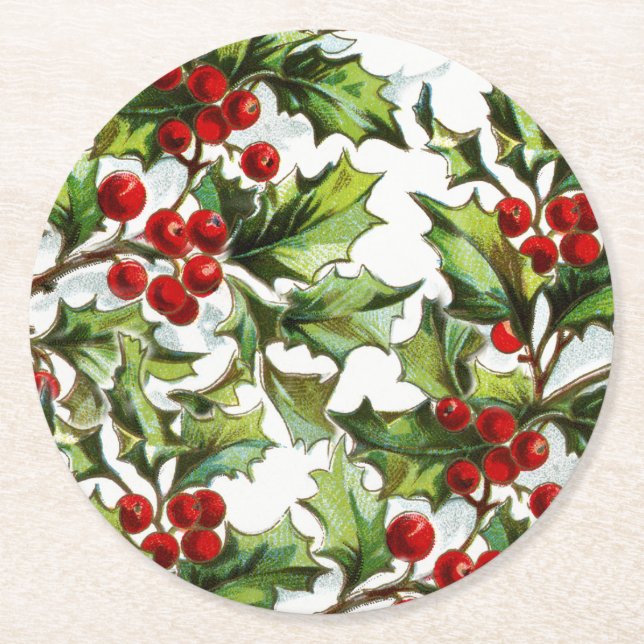 Elegant för jultomtenvintagejärnek underlägg papper rund (Framsidan)