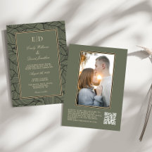 Elegant för klassisk Grönt, , Blommigt QR-foto