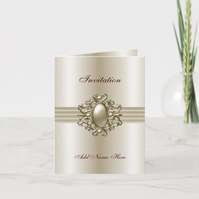 Elegant för kortinbjudan Tillfällen Pearl Gem 4 Inbjudan (Framsida)