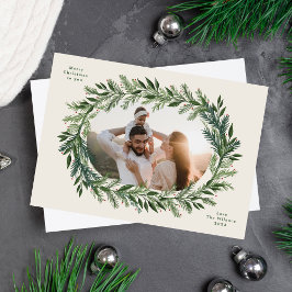 elegant för krans i gräs ram ett foto julkort