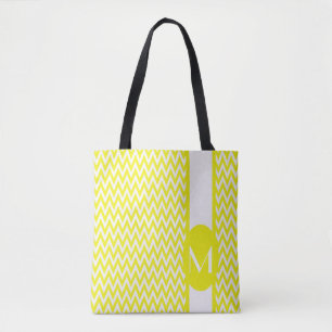 Elegant för Lemon Gult Chevron Design med monogram Tygkasse