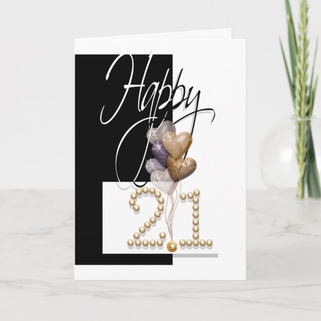 elegant för Lycklig 21:a födelsedag Kort (Framsida)