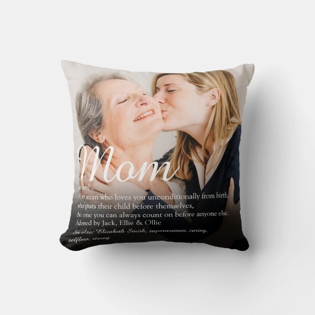 Elegant för Mamma-definitionsoffertskript, foto Kudde (Framsida)