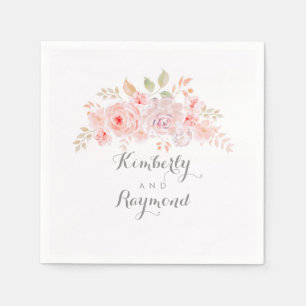 Elegant för mjuk Rosa Blommigt Pappersservett