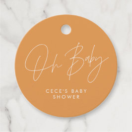 Elegant för modern giftig orange för babydusch gåvor etiketter