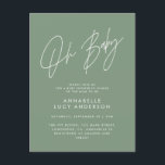 Elegant för modern grönt för babyduschskript vykort<br><div class="desc">Modern elegant för grönt av  för babyduschskript. Idealisk könsneutral design.</div>