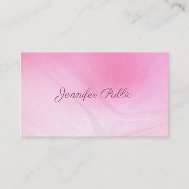 Elegant för modern handskriven Rosa-mall Visitkort (Framsida)