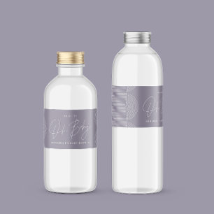 Elegant för modern lilatisk lila vid babydusch vattenflaskor etikett