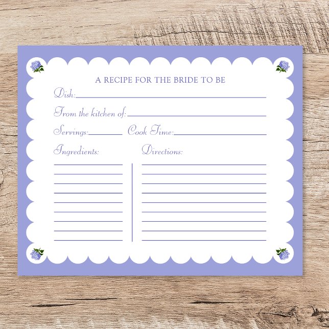 Elegant för möhippa Recept Card Hydrangea Bride (Skapare uppladdad)