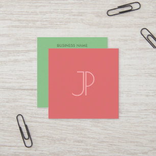 Elegant för Monogram Initial Trend Färg Profession Fyrkantigt Visitkort
