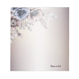 Elegant för pastel Blue Beige Flowers Anteckningsblock