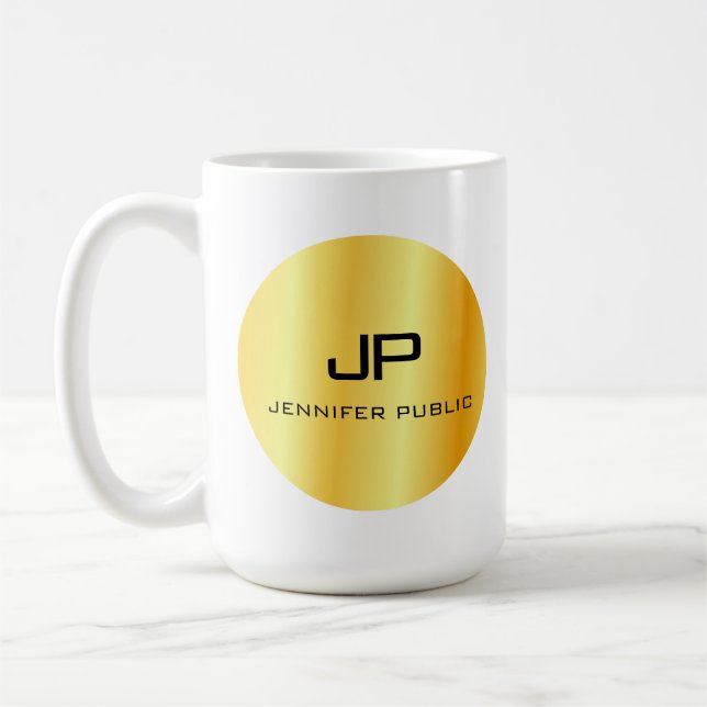 Elegant för Personlig av Monogram-mall för Guld-ut Kaffemugg (Vänster)