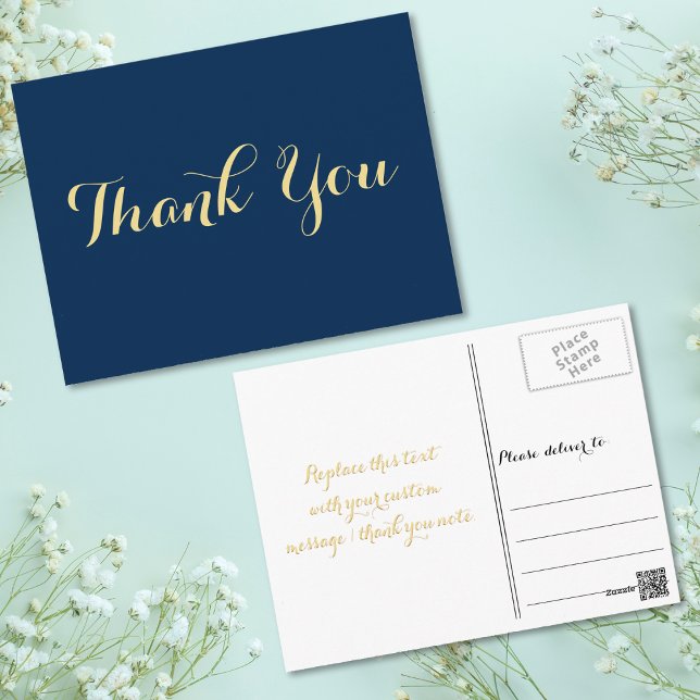 Elegant för personlig, skript Studenten Tack Vykort (Personalized Elegant Script Graduation Thank You Postcard)