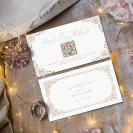 Elegant för QR-Vintage för neutralt-webbplatskort Placeringskort