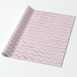 Elegant för Rand Linjer Silver Metallic Rosa Presentpapper