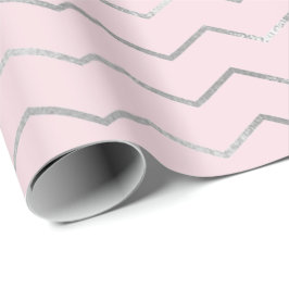 Elegant för Rand Linjer Silver Metallic Rosa Presentpapper