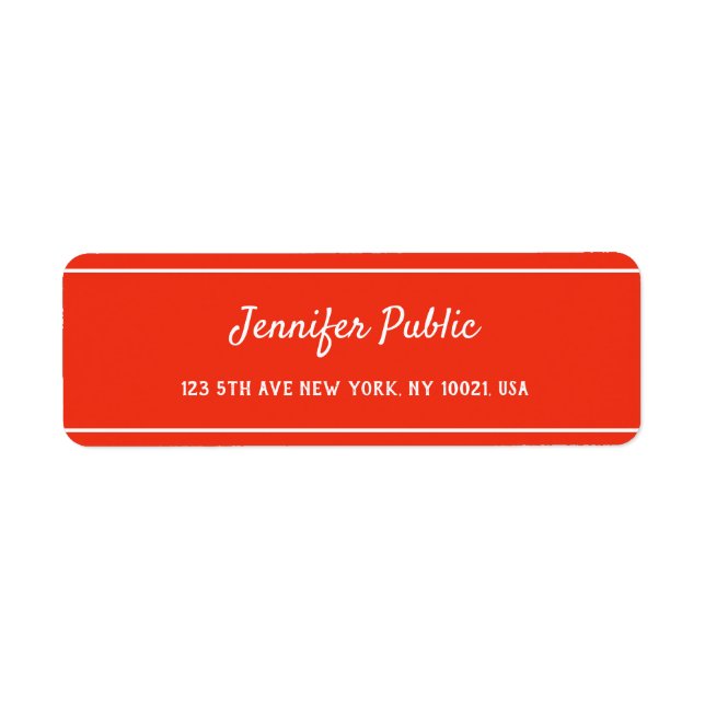 Elegant för Red White-julhandsskript Returadress Etikett (Framsidan)