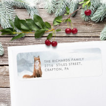 Elegant för returadress av vinter-cute-fox