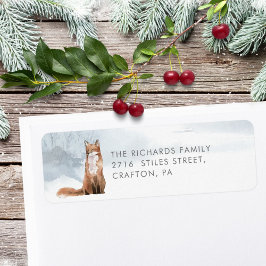 Elegant för returadress av vinter-cute-fox returadress etikett
