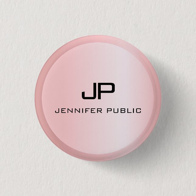 Elegant för Ro Monogram-mall i Guld Modern Knapp (Framsida)