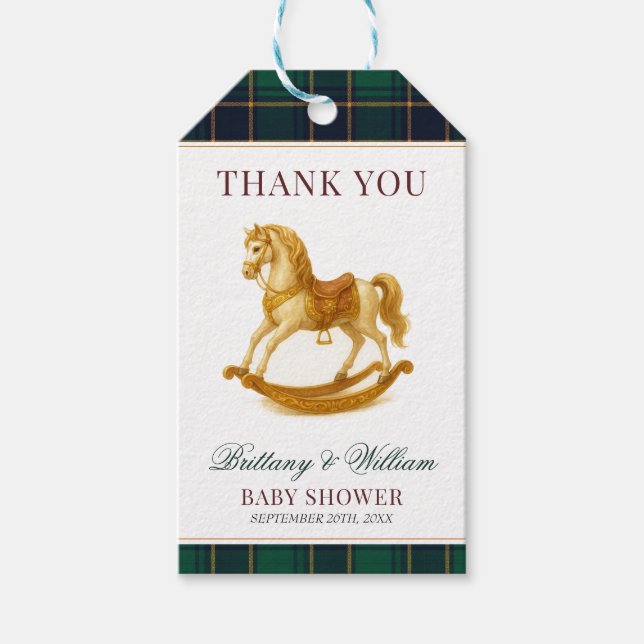 Elegant för Rocking Horse Baby Shower Presentetikett (Framsidan)