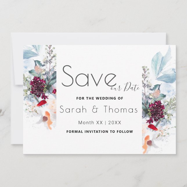 ELEGANT FÖR RÖD VITE OCH ORANGE BLOMMIGT VÅRT DATU MEDDELANDE (Framsida)