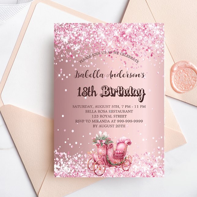 Elegant för rosa av födelsedagstrafik (girig ) inbjudan vykort (Skapare uppladdad)