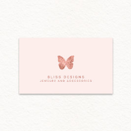 Elegant för  Rosa av ro Guld Foil Butterfly Visitkort