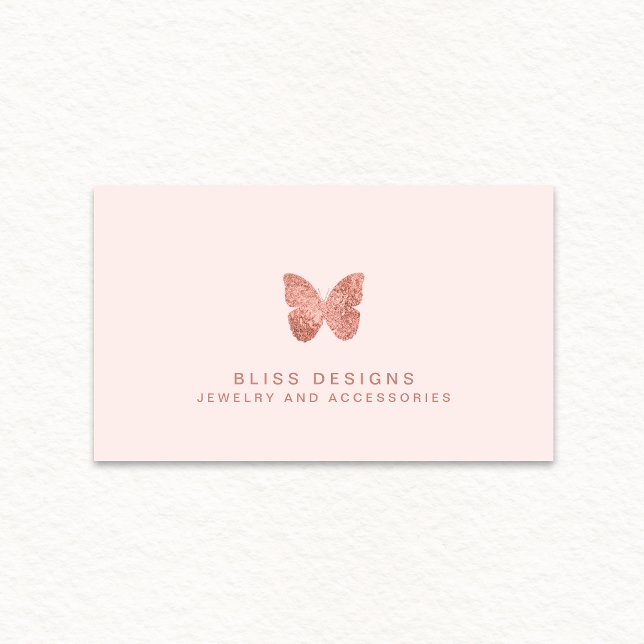 Elegant för  Rosa av ro Guld Foil Butterfly Visitkort (Skapare uppladdad)