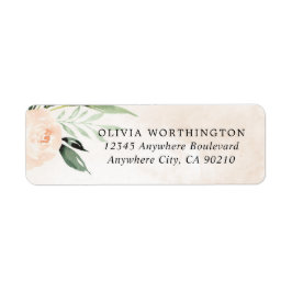 Elegant för Rosa Blommigt Champagne Garden Weddin Returadress Etikett