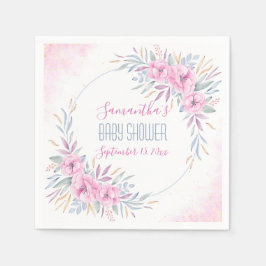 Elegant för  Rosa Flowers Watercolor  Pappersservett