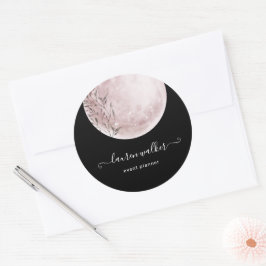 Elegant för Rosa, full måne Runt Klistermärke