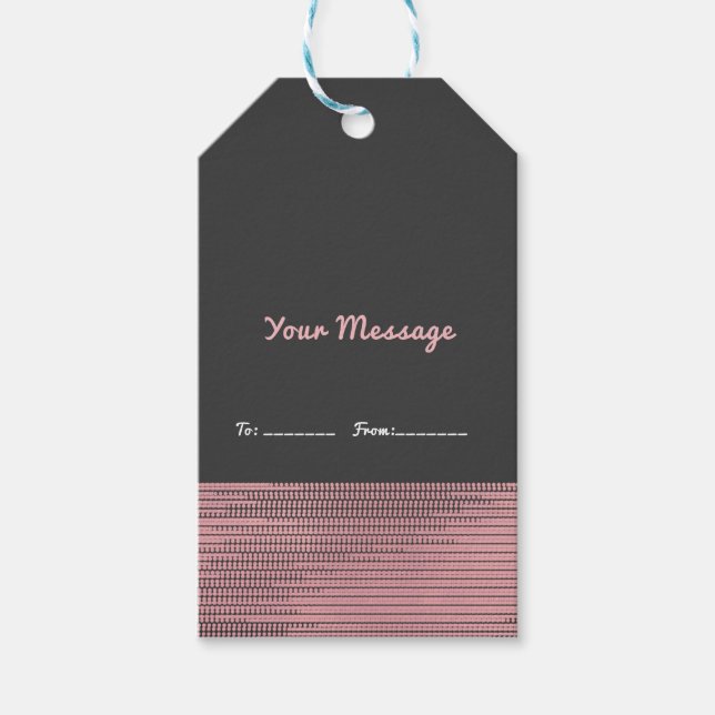 Elegant för rosa & Grått Modern Glam Sequins Chic  Presentetikett (Framsidan)