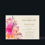 Elegant för rosa Guld Watercolor Blommigt Bat mitz Inbjudningar<br><div class="desc">Bat mitzvah inbjudan till rosa Guld Watercolor Blommigt Elegant</div>
