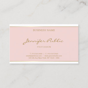 Elegant för Rosa med Namn-Guld i Calligraphy Visitkort