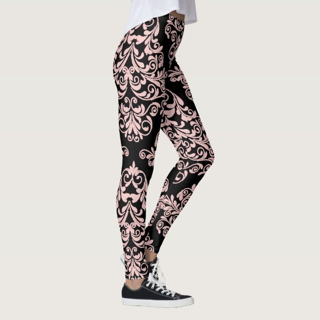 Elegant för rosa och svart skada leggings (Höger)