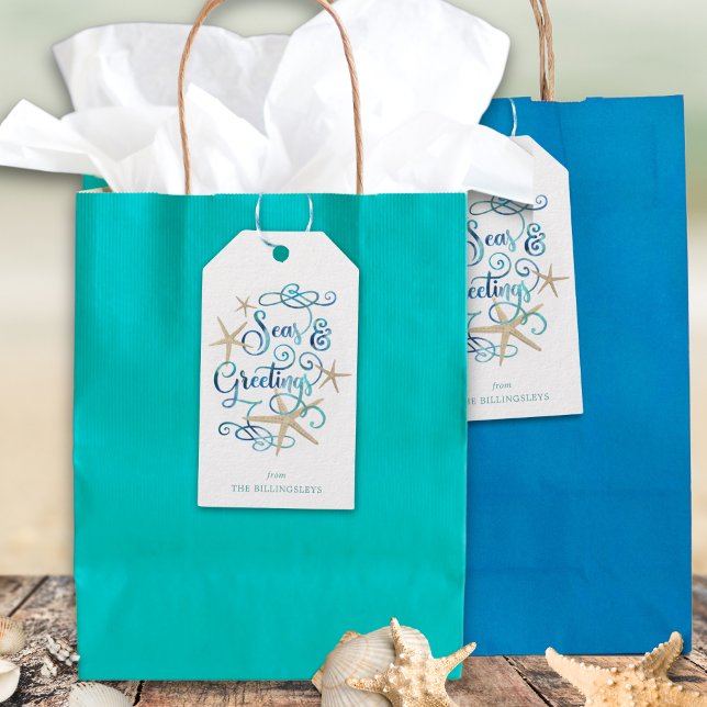 Elegant  för Säsonhälsningar för kustjul Presentetikett (Skapare uppladdad)