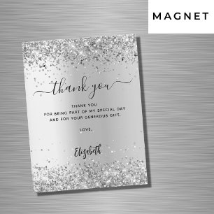 elegant för silver glitter-miniatyrbilder tack för magnetisk inbjudningskort