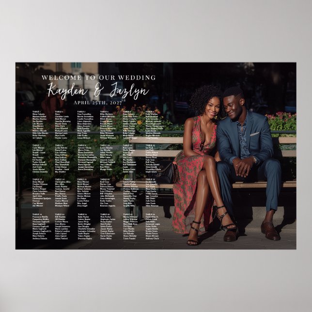 Elegant för sittplatsplan för Photo bröllop Poster (Framsidan)