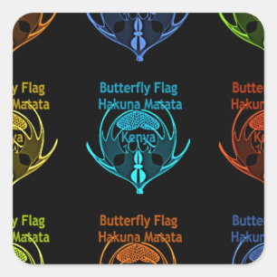 Elegant för stenning av Kenyan Butterfly Flagga Ty Fyrkantigt Klistermärke
