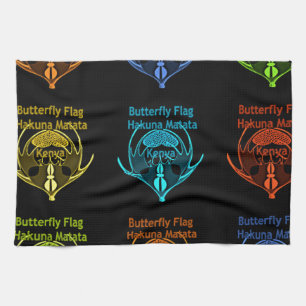 Elegant för stenning av Kenyan Butterfly Flagga Ty Kökshandduk