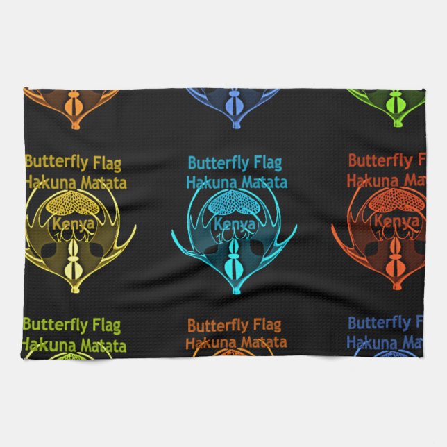 Elegant för stenning av Kenyan Butterfly Flagga Ty Kökshandduk (Horisontell)