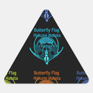 Elegant för stenning av Kenyan Butterfly Flagga Ty Triangelformat Klistermärke
