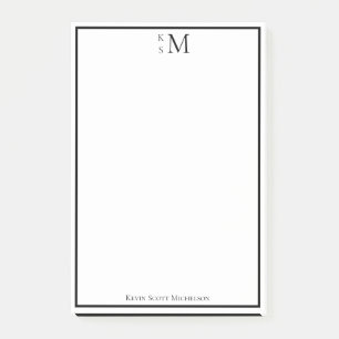 Elegant för svartvit Professionell i Monogram Post-it Block